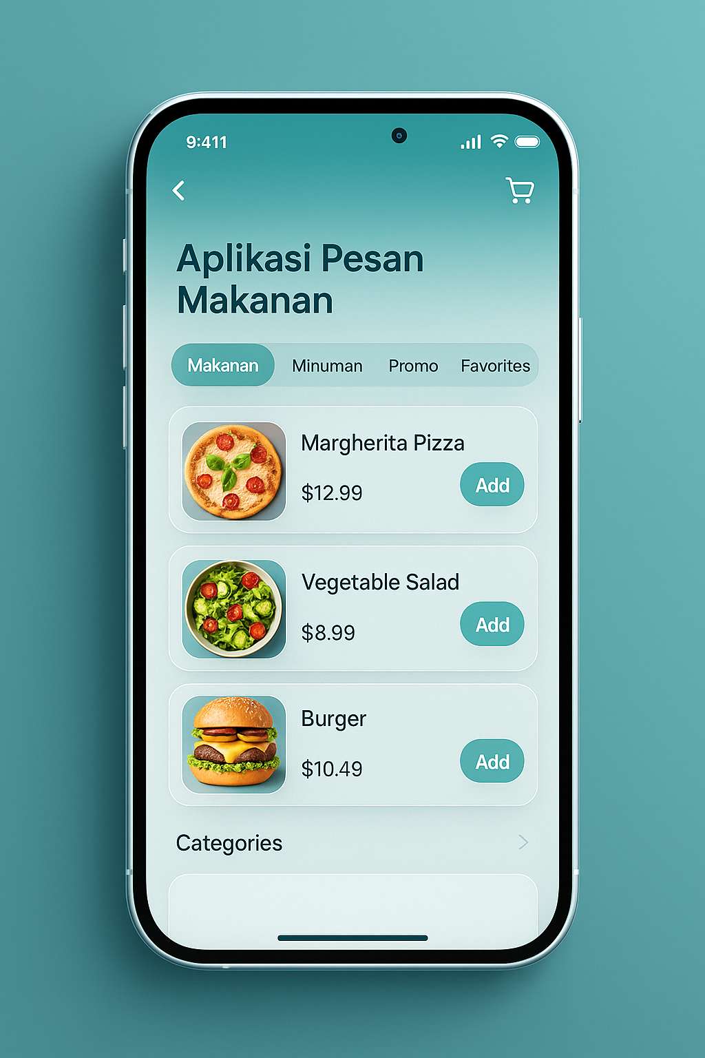 Screenshot Aplikasi Pemesanan Makanan Mobile